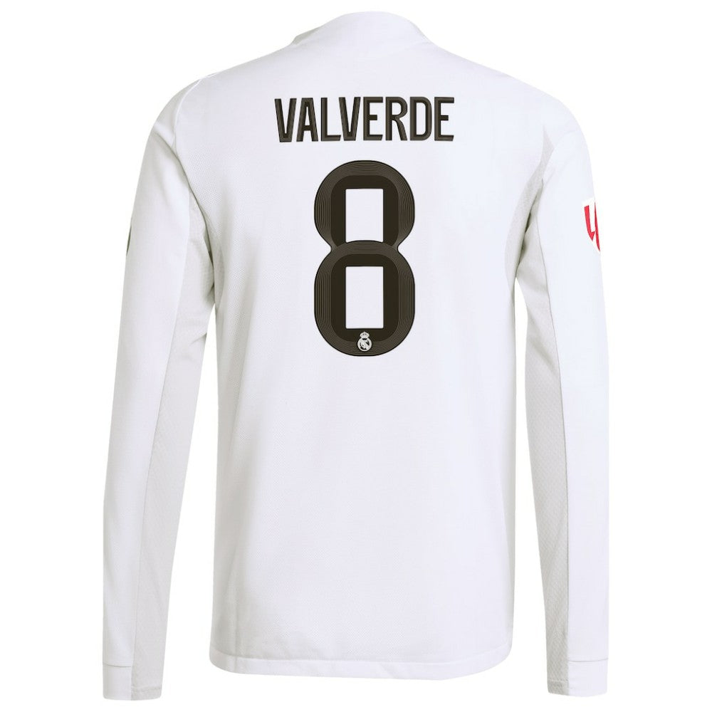 Federico Valverde Real Madrid 2025/26 Home Long Sleeve Jersey Discount - White