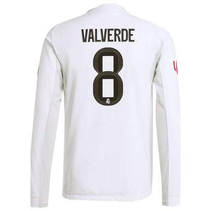 Federico Valverde Real Madrid 2025/26 Home Long Sleeve Jersey Discount - White