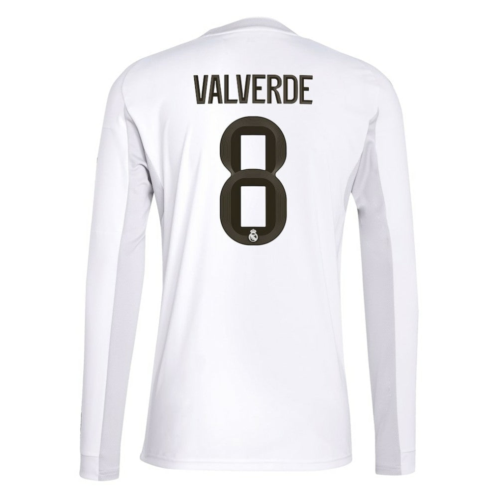 Federico Valverde Real Madrid 2025/26 Home Replica Long Sleeve Jersey Discount - White