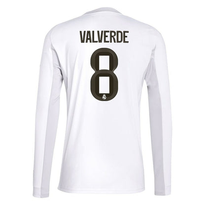 Federico Valverde Real Madrid 2025/26 Home Replica Long Sleeve Jersey Discount - White
