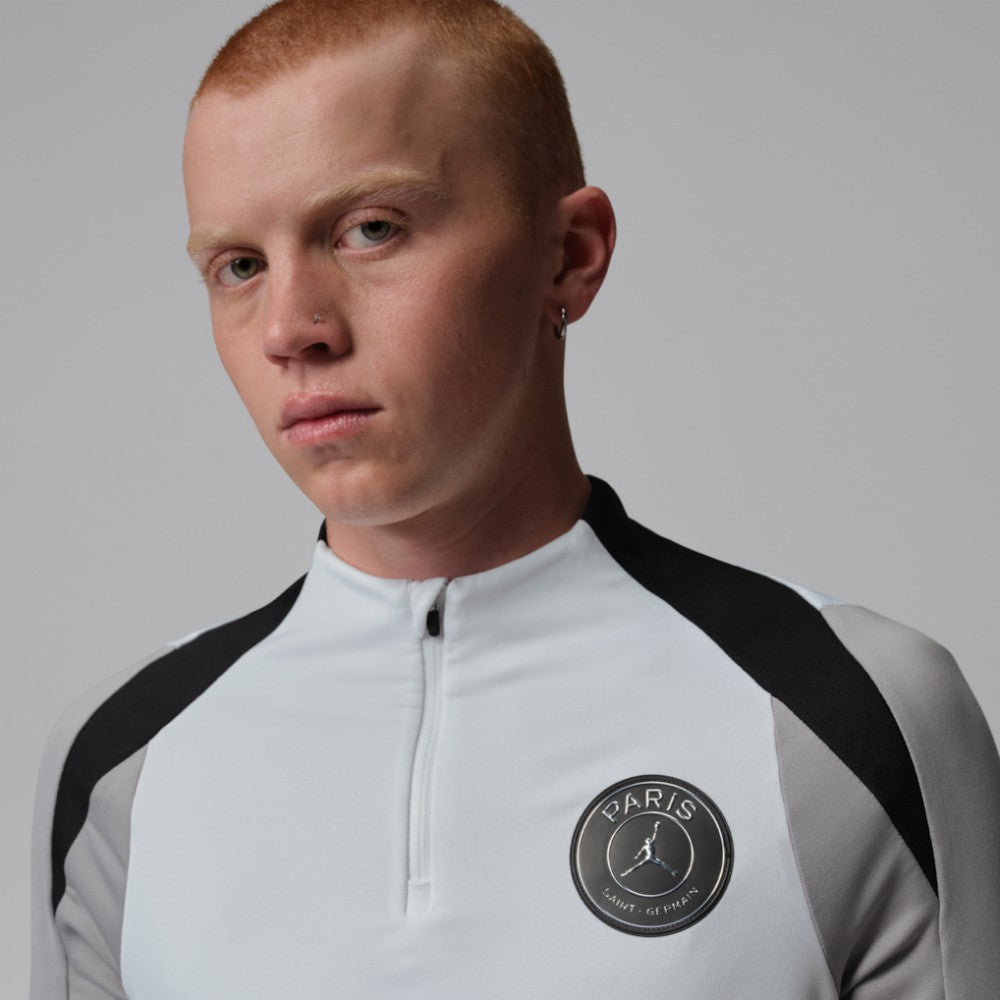 Paris Saint-Germain Jordan Brand Men's Strike Drill Quarter-Zip Long Sleeve Dri-FIT Top on sale - White