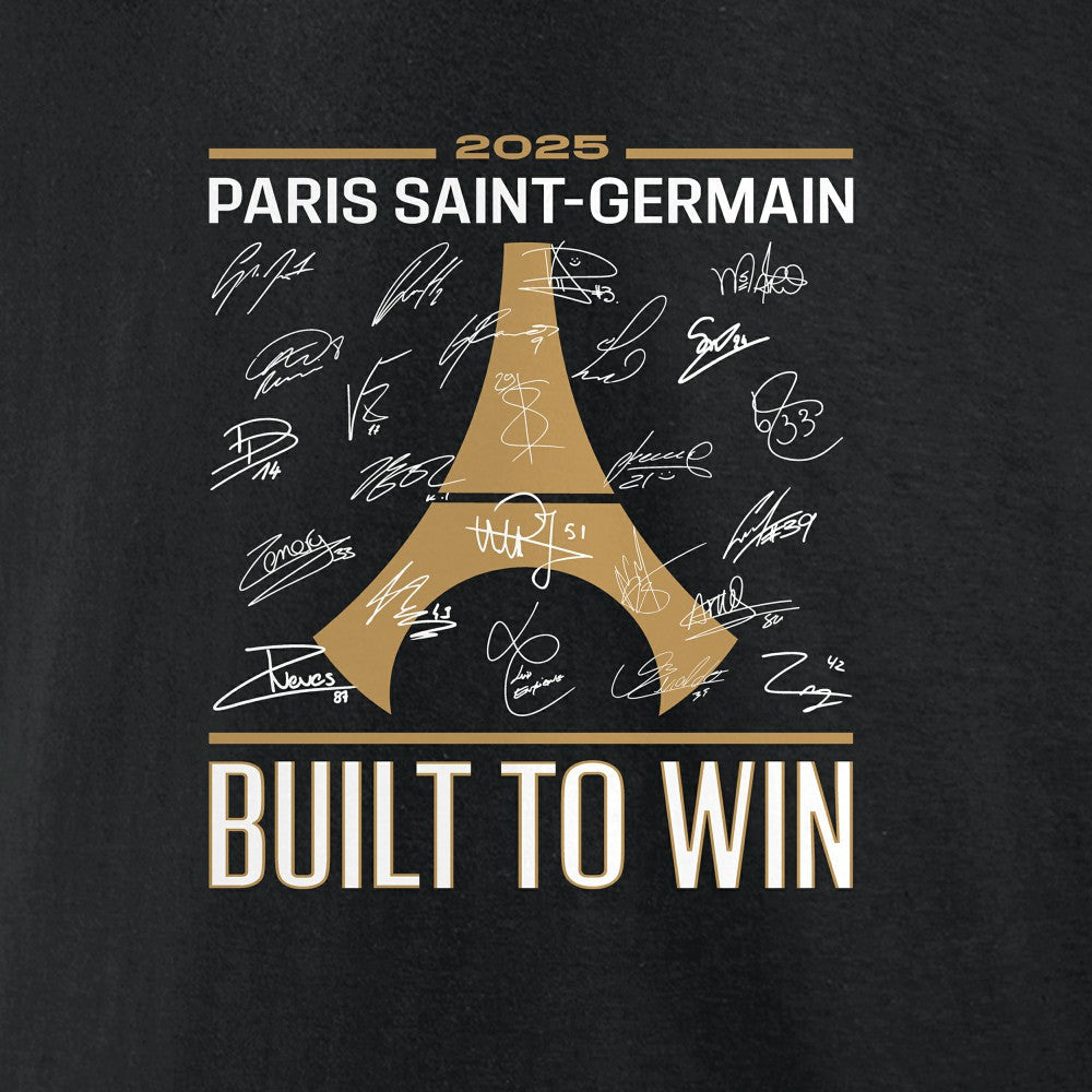 Paris Saint-Germain 2025 Champions League Winners Signature Roster T-Shirt on sale - Black
