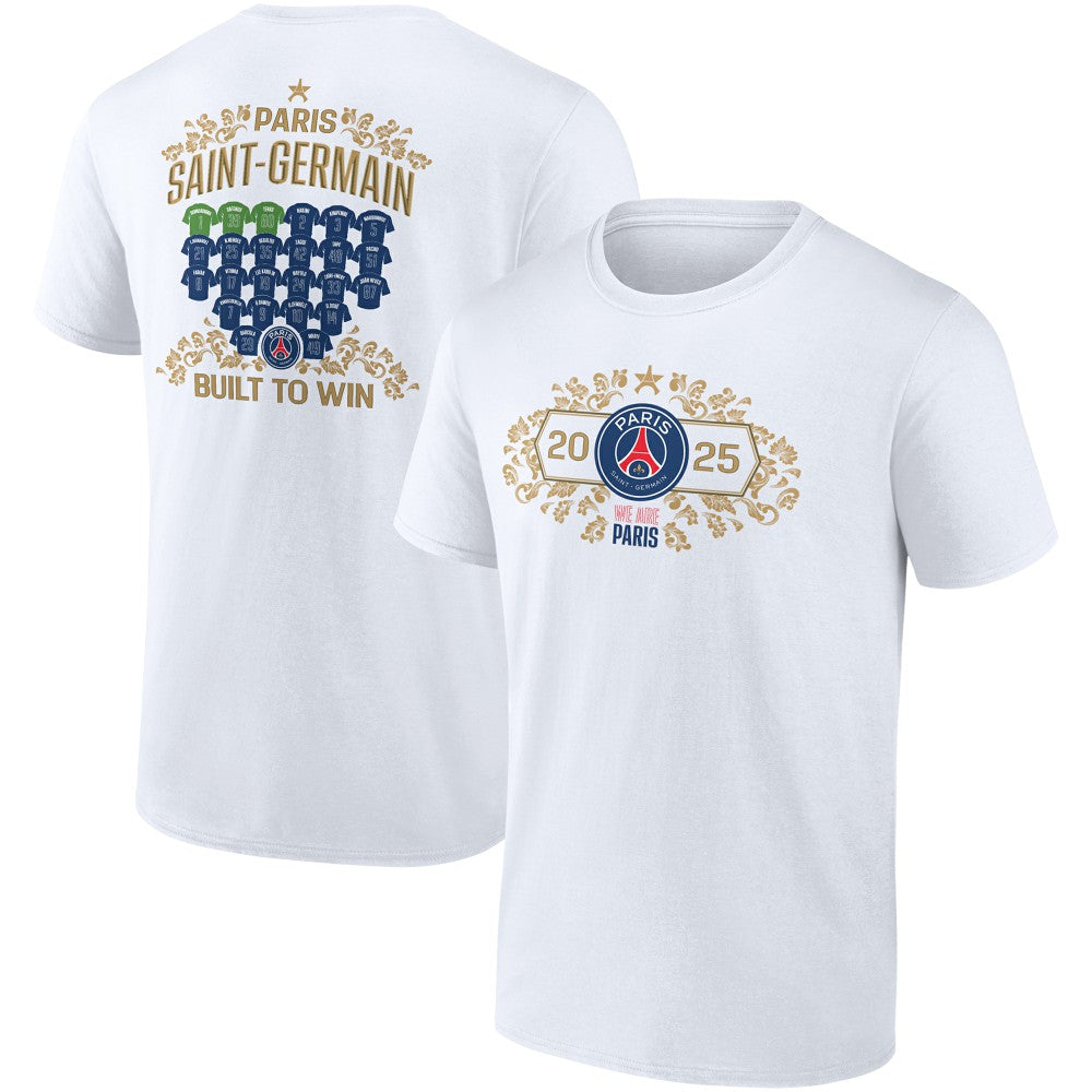 Paris Saint-Germain 2025 Champions League Winners Roster Jersey T-Shirt on sale - White