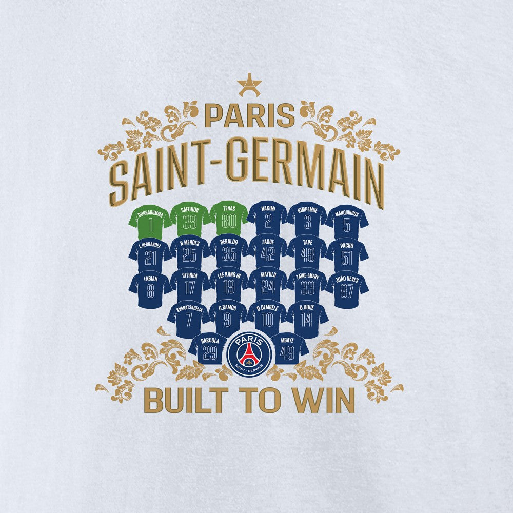 Paris Saint-Germain 2025 Champions League Winners Roster Jersey T-Shirt on sale - White