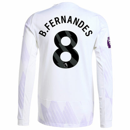 Bruno Fernandes Manchester United 2025/26 Away Long Sleeve Player Jersey Discount - White