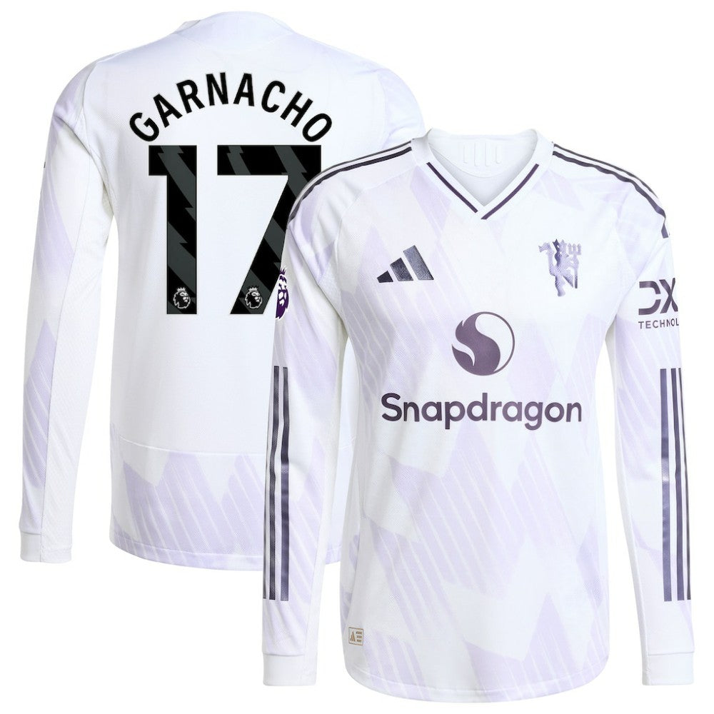 Alejandro Garnacho Manchester United 2025/26 Away Long Sleeve Player Jersey Discount - White
