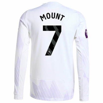 Mason Mount Manchester United 2025/26 Away Long Sleeve Player Jersey Discount - White