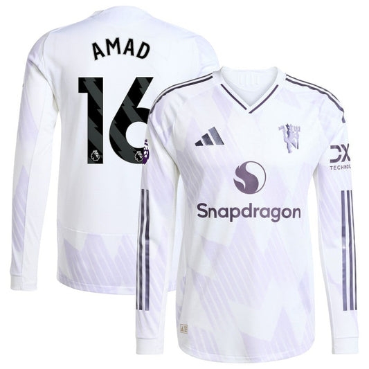Amad Diallo Manchester United 2025/26 Away Long Sleeve Player Jersey Discount - White