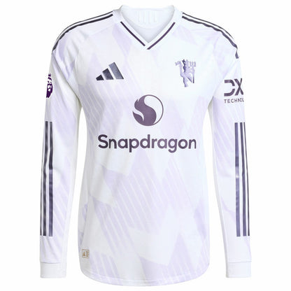 Kobbie Mainoo Manchester United 2025/26 Away Long Sleeve Player Jersey Discount - White