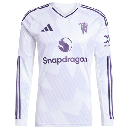 Bruno Fernandes Manchester United 2025/26 Away Replica Long Sleeve Player Jersey Discount - White