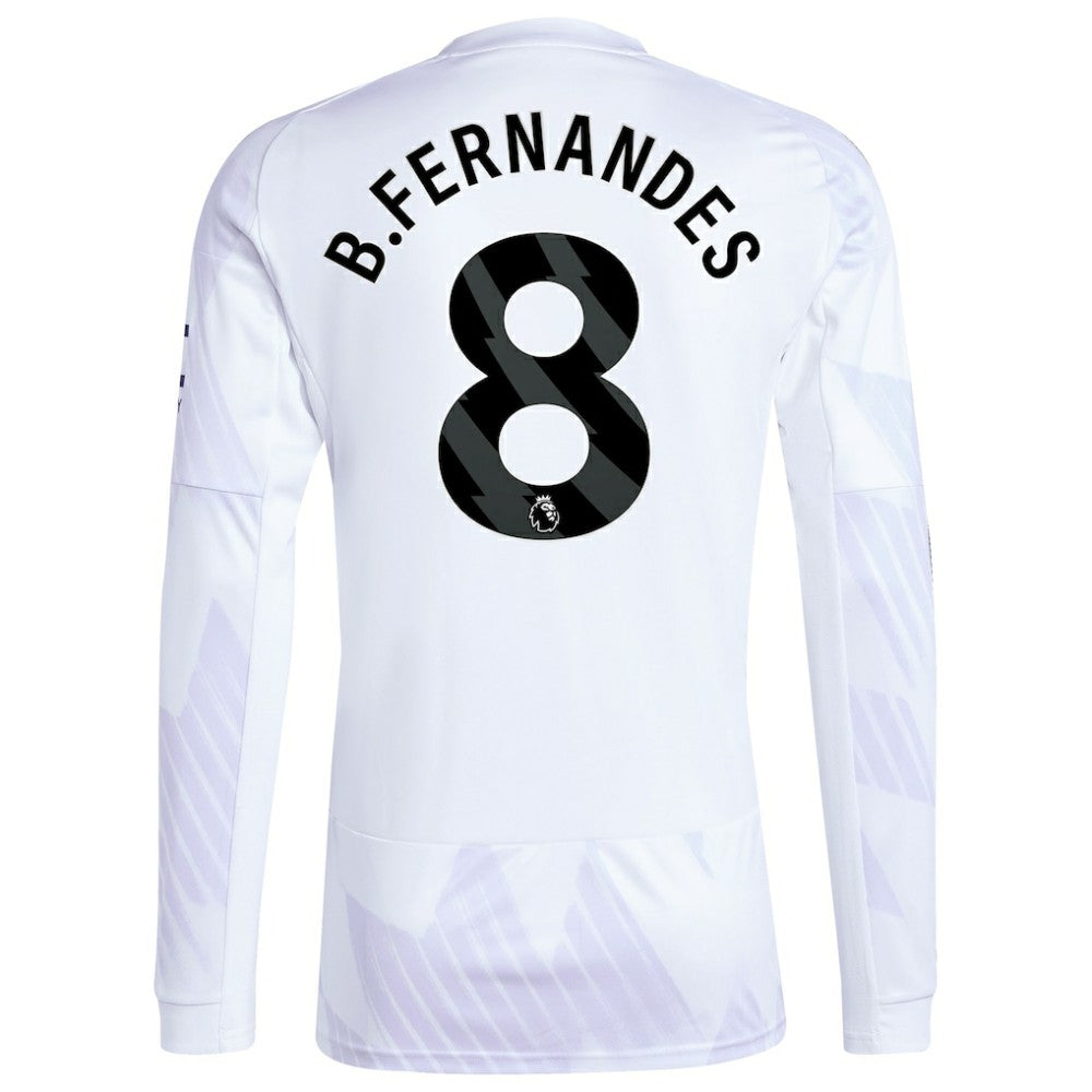 Bruno Fernandes Manchester United 2025/26 Away Replica Long Sleeve Player Jersey Discount - White