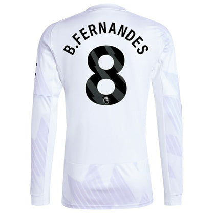 Bruno Fernandes Manchester United 2025/26 Away Replica Long Sleeve Player Jersey Discount - White