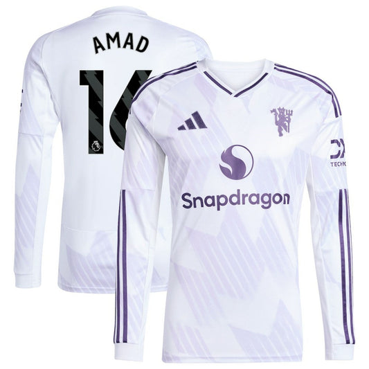 Amad Diallo Manchester United 2025/26 Away Replica Long Sleeve Player Jersey Discount - White
