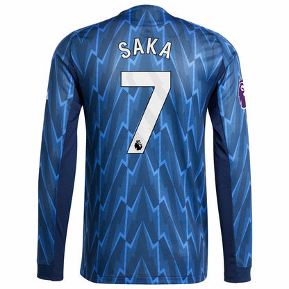Bukayo Saka Arsenal 2025/26 Away Long Sleeve Player Jersey on sale - Blue