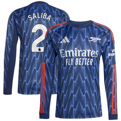 William Saliba Arsenal 2025/26 Away Replica Long Sleeve Player Jersey on sale - Blue