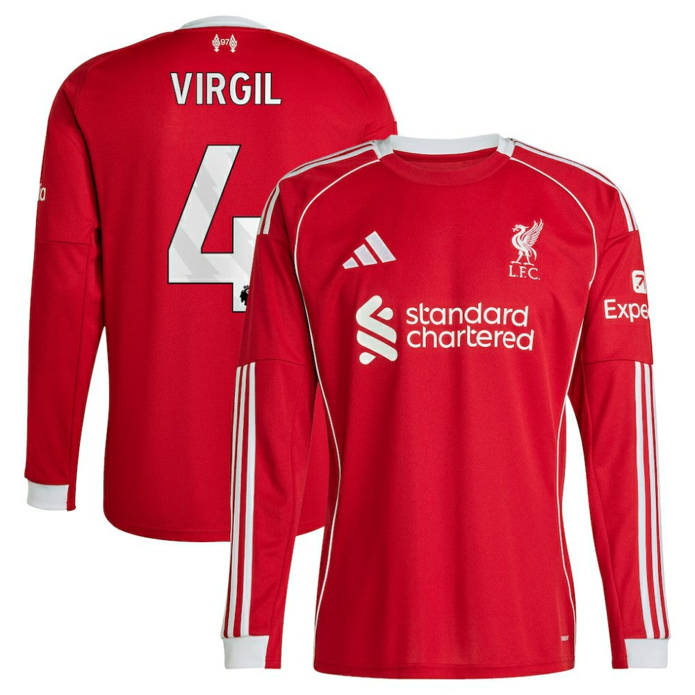 Virgil van Dijk Liverpool  2025/26 Home Replica Long Sleeve Jersey Discount - Red