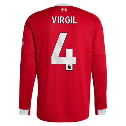 Virgil van Dijk Liverpool  2025/26 Home Replica Long Sleeve Jersey Discount - Red