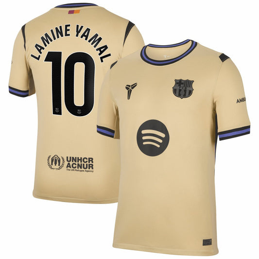 Lamine Yamal Barcelona 2025/26 Away Stadium Replica Jersey on sale - Gold