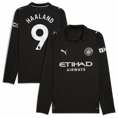 Erling Haaland Manchester City 2025/26 Away Replica Long Sleeve Player Jersey Discount - Black