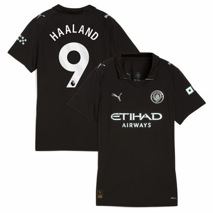 Erling Haaland Manchester City Women's 2025/26 Away Replica Player Jersey Discount - Black