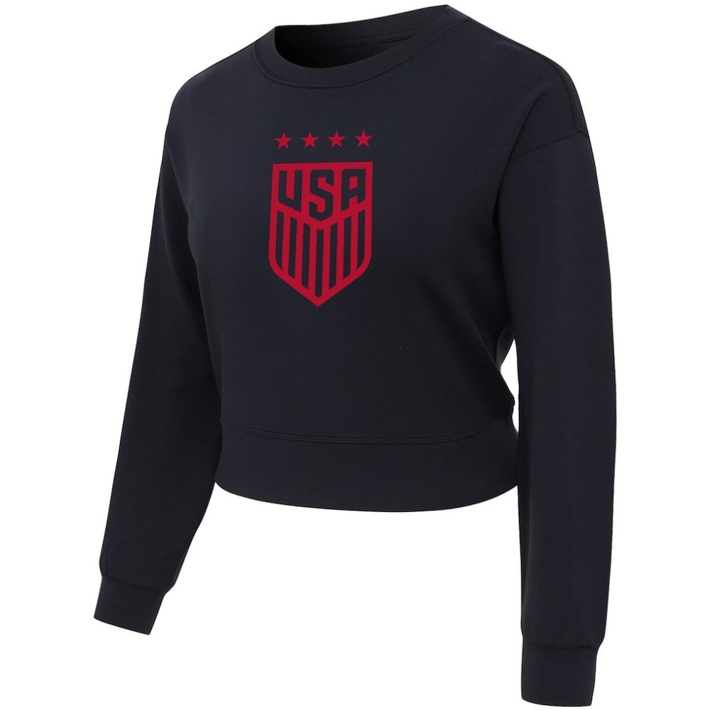 USWNT Concepts Sport Women's Tri-Blend Darby Knit Long Sleeve Crop Top on sale - Black