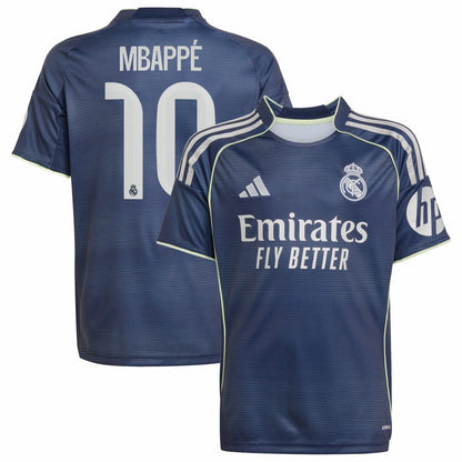 Kylian Mbappé Real Madrid Youth 2025/26 Away Replica Player Jersey Discount - Blue