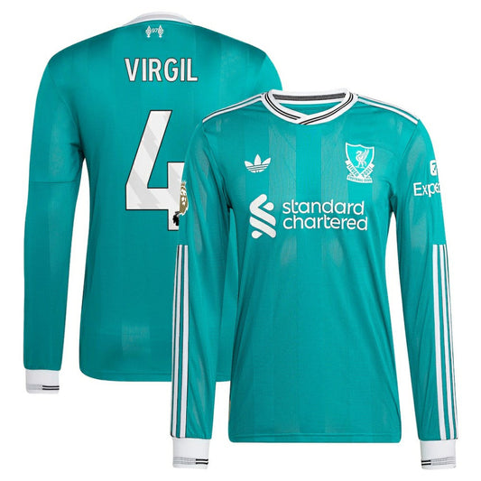 Virgil van Dijk Liverpool 2025/26 Third Long Sleeve Player Jersey Discount - Green