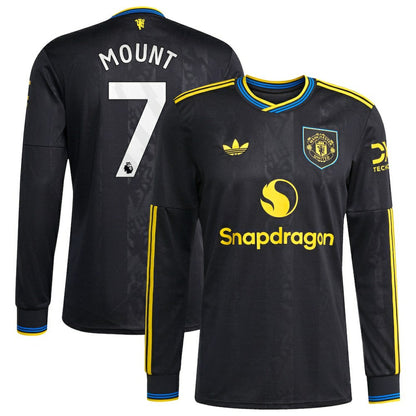 Mason Mount Manchester United 2025/26 Third Replica Long Sleeve Player Jersey Discount - Black