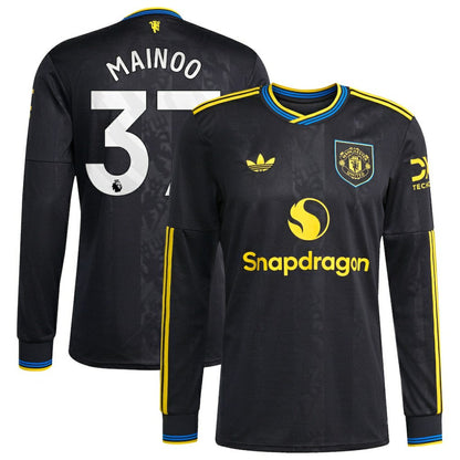 Kobbie Mainoo Manchester United 2025/26 Third Replica Long Sleeve Player Jersey Discount - Black