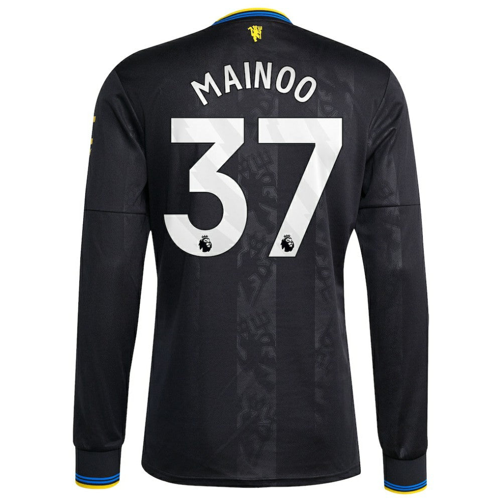 Kobbie Mainoo Manchester United 2025/26 Third Replica Long Sleeve Player Jersey Discount - Black