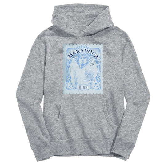 Diego Maradona Argentina National Team Vive La Fete Youth Vintage Stamp Pullover Hoodie for sale - Gray
