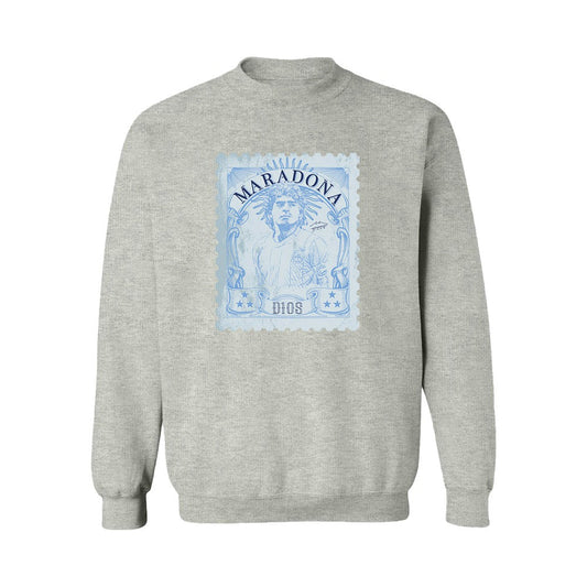 Diego Maradona Argentina National Team Vive La Fete Vintage Stamp Sweatshirt for sale - Gray