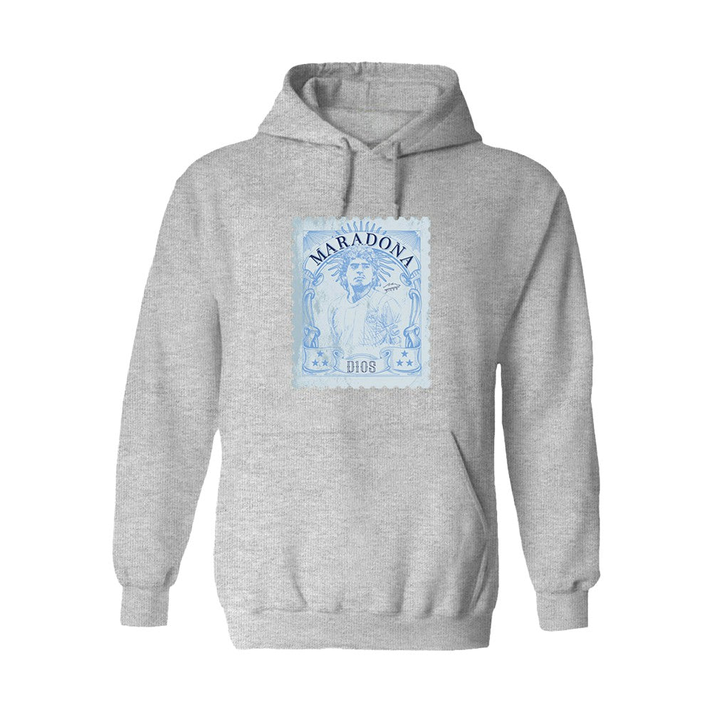 Diego Maradona Argentina National Team Vive La Fete Vintage Stamp Hoodie for sale - Gray