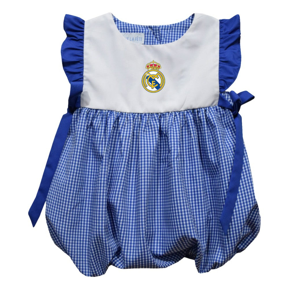 Real Madrid Vive La Fete Girls Infant Gingham Bubble Dress Discount - Royal