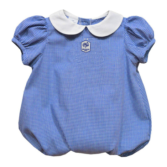 France National Team Vive La Fete Girls Infant Gingham Puffy Bubble Dress for sale - Royal