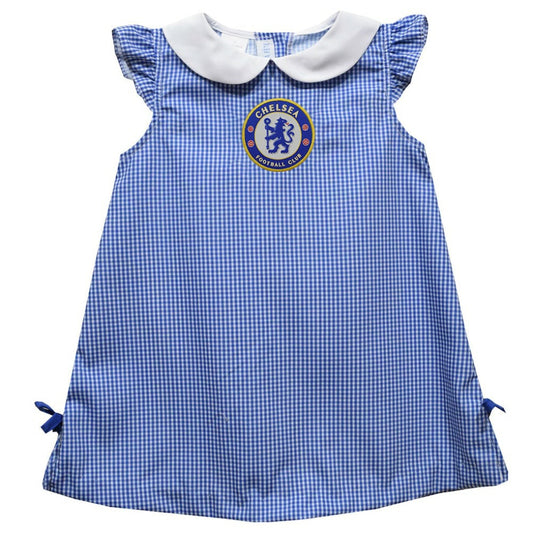 Chelsea Vive La Fete Girls Infant Mini Check Pattern A-Line Dress Discount - Royal