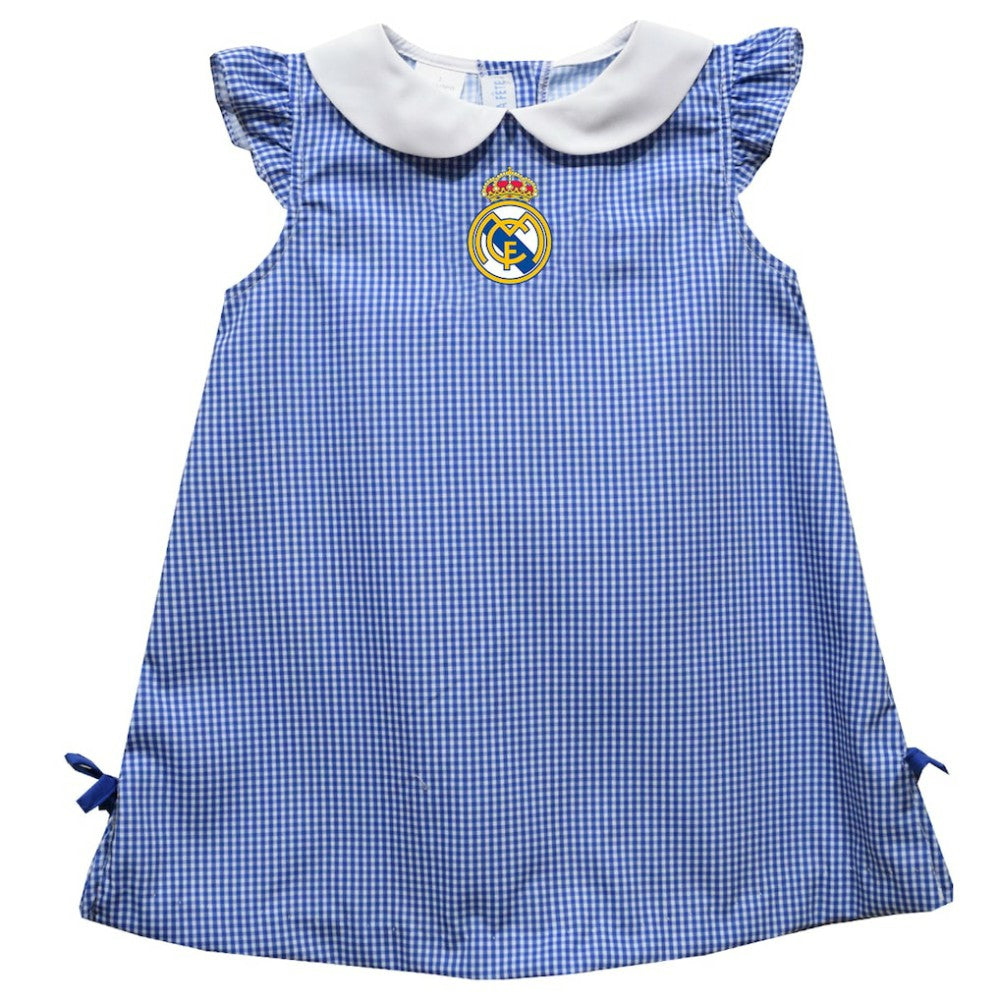 Real Madrid Vive La Fete Girls Infant Mini Check Pattern A-Line Dress Discount - Royal