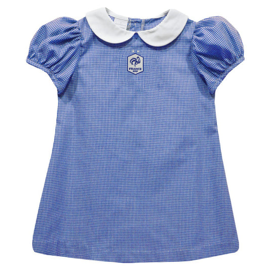France National Team Vive La Fete Girls Infant Gingham Puffy A-Line Dress for sale - Royal