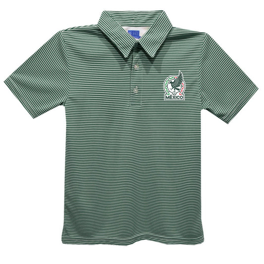 Mexico National Team Vive La Fete Youth Pencil Stripe Polo for sale - Green