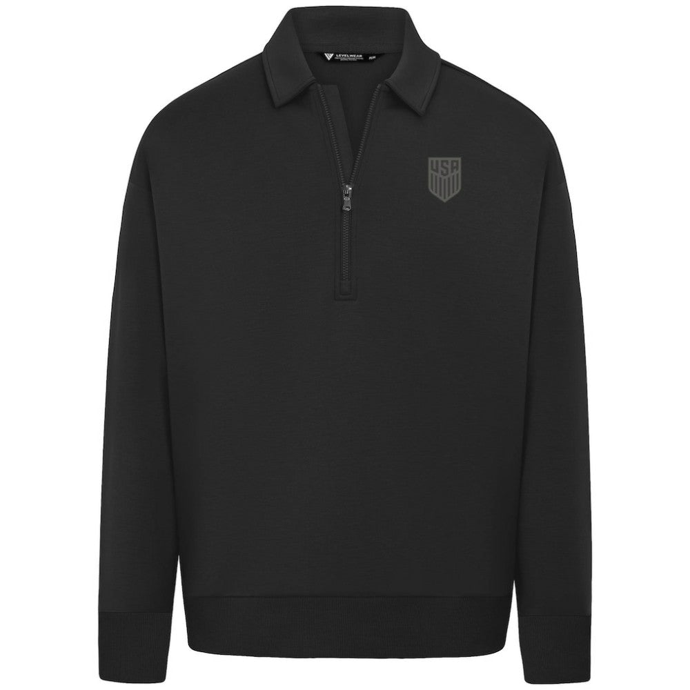 USMNT Levelwear Luxe Signature Quarter-Zip Tri-Blend Sweatshirt for sale - Black