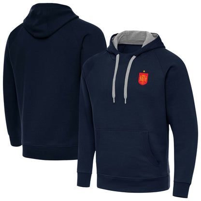Spain National Team Antigua Takeover Fleece Raglan Hoodie for sale - Navy