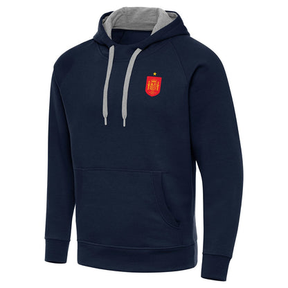 Spain National Team Antigua Takeover Fleece Raglan Hoodie for sale - Navy