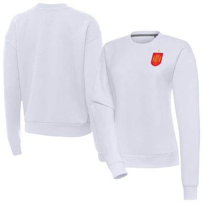 Spain National Team Antigua Women's Takeover Fleece Sweatshirt for sale - White