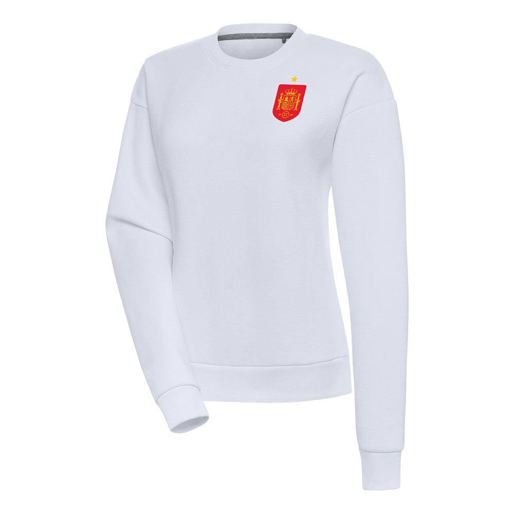 Spain National Team Antigua Women's Takeover Fleece Sweatshirt for sale - White