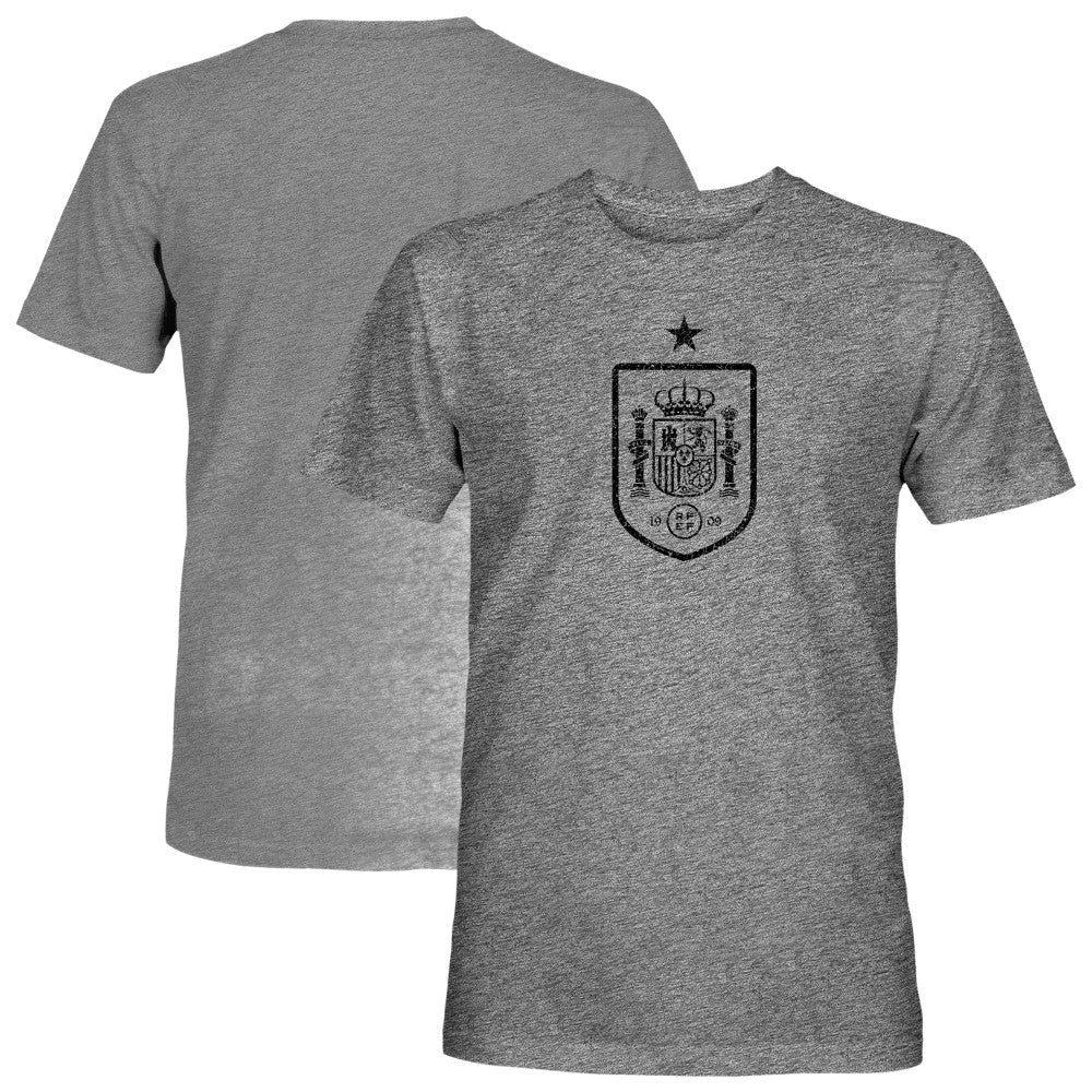 Spain National Team 1863FC Mono Badge Vintage Tri-Blend T-Shirt for sale - Gray