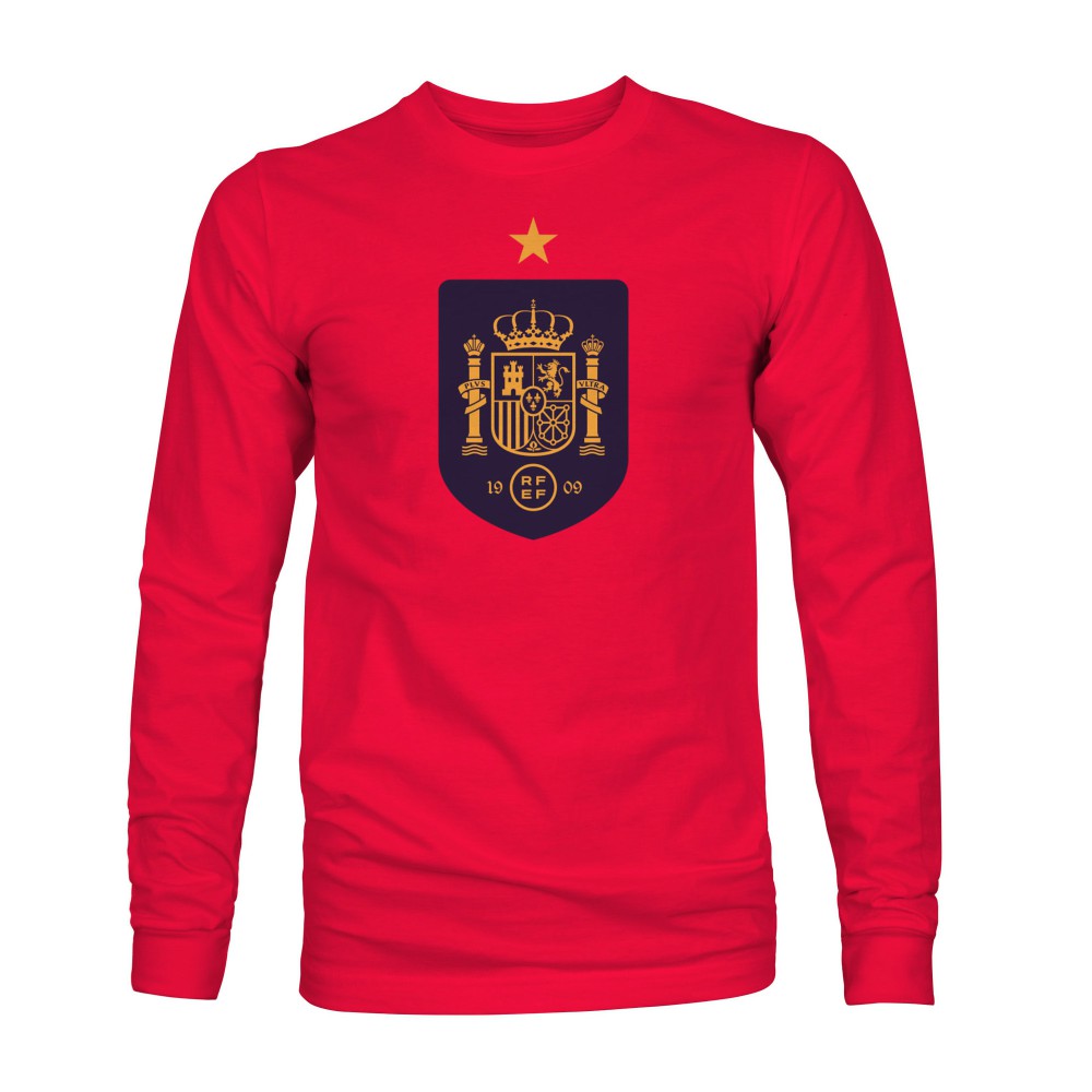 Spain National Team 1863FC Color Badge Long Sleeve T-Shirt for sale - Red