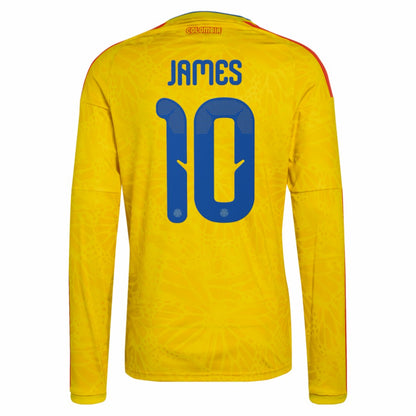 James Rodriguez Colombia National Team 2026 Home Replica Long Sleeve Jersey for sale - Yellow
