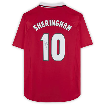 Teddy Sheringham Manchester United Autographed 1999 Red UEFA Champions League Home Jersey  Discount - Icons