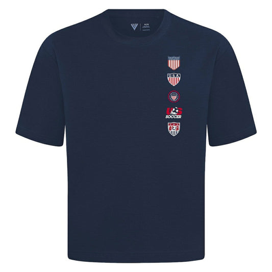 USMNT Levelwear Luxe Signature Knit Timeline T-Shirt for sale - Navy