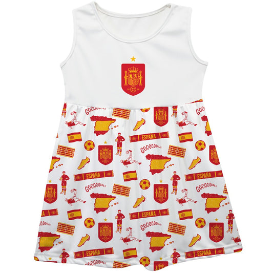 Spain National Team Vive La Fete Girls Youth Impressions Artwork Tank Top Dress for sale - White